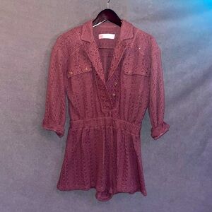Brand new/never been worn Free People Beach crochet/knot romper, burgundy, XS